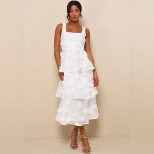 Lulu's “Exceptional Entrance” Tiered Rosette Midi Dress, Size XXL